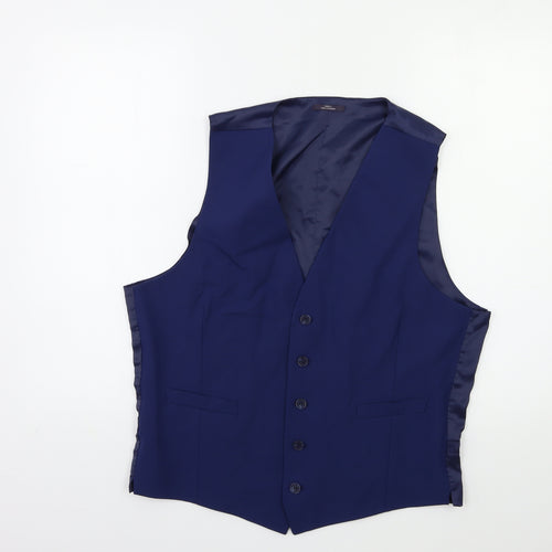 Marks and Spencer Mens Blue   Jacket Suit Waistcoat Size 42