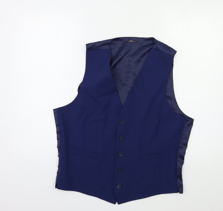 Marks and Spencer Mens Blue Jacket Suit Waistcoat Size 42