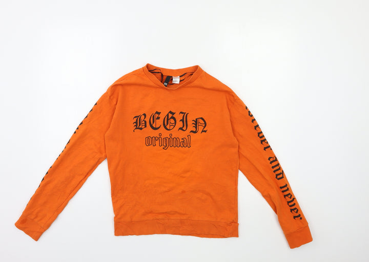 H&M Womens Orange   Pullover Sweatshirt Size XS