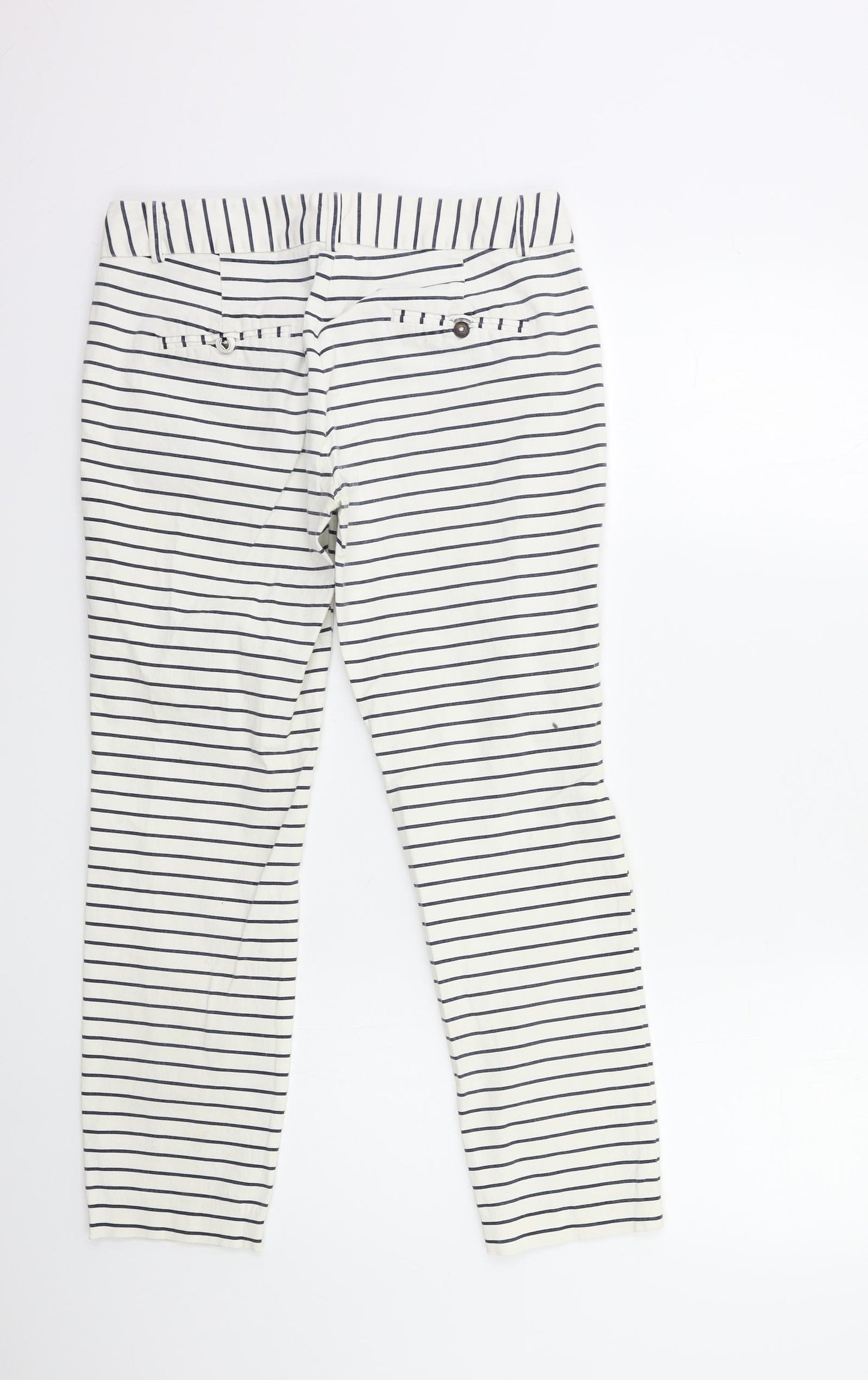 Zara Womens White Striped  Trousers  Size 10 L25 in