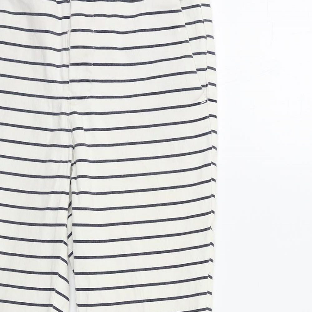 Zara Womens White Striped  Trousers  Size 10 L25 in