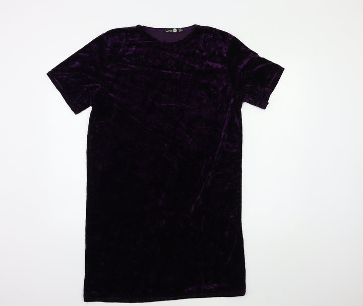 Boohoo Womens Purple  Velour Shift  Size 10
