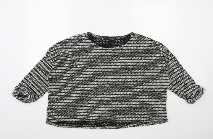 Atmosphere Womens Black Striped Knit Pullover Jumper Size S