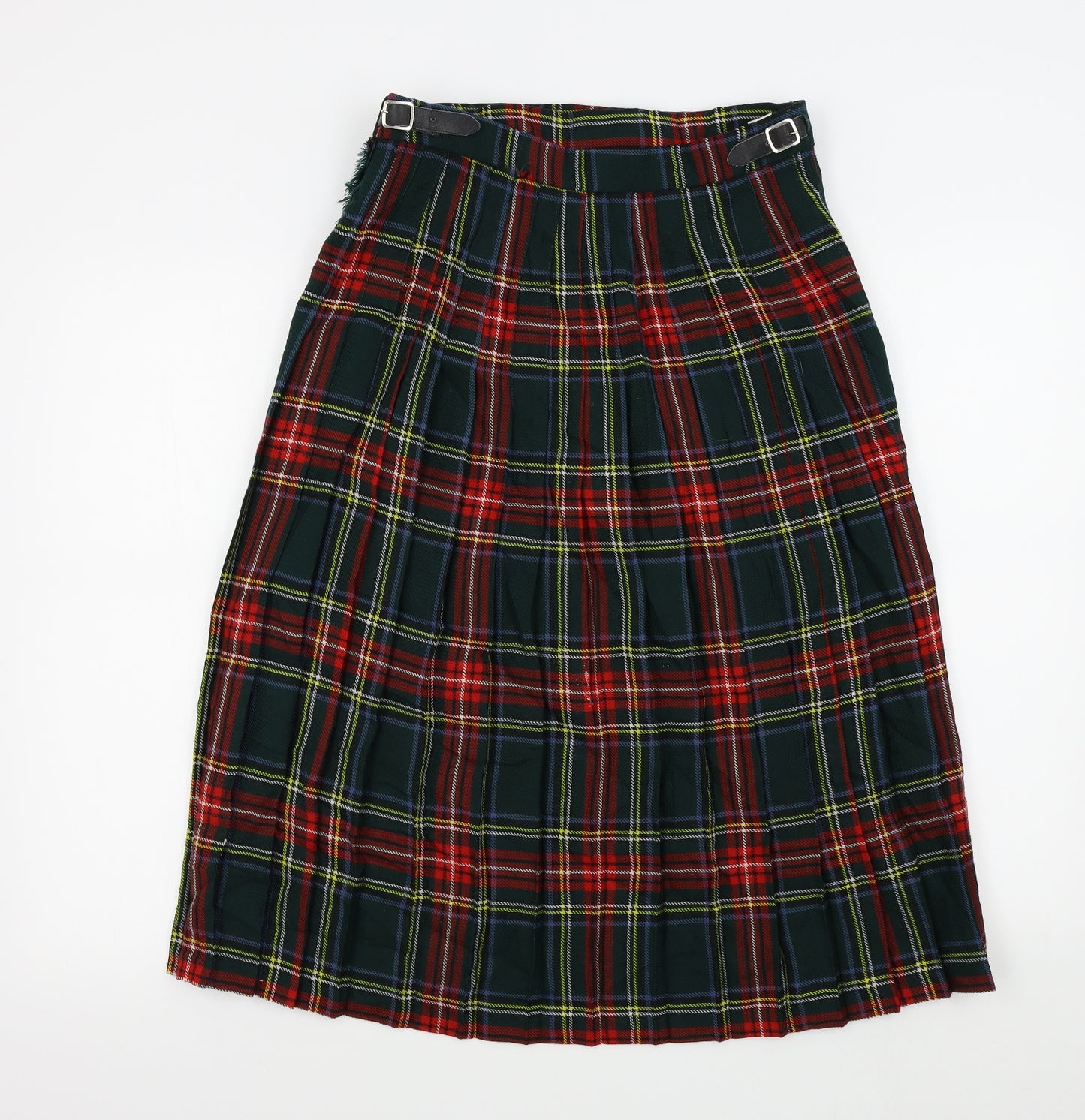Highland home industries Womens Green Check  Pleated Skirt Size 14