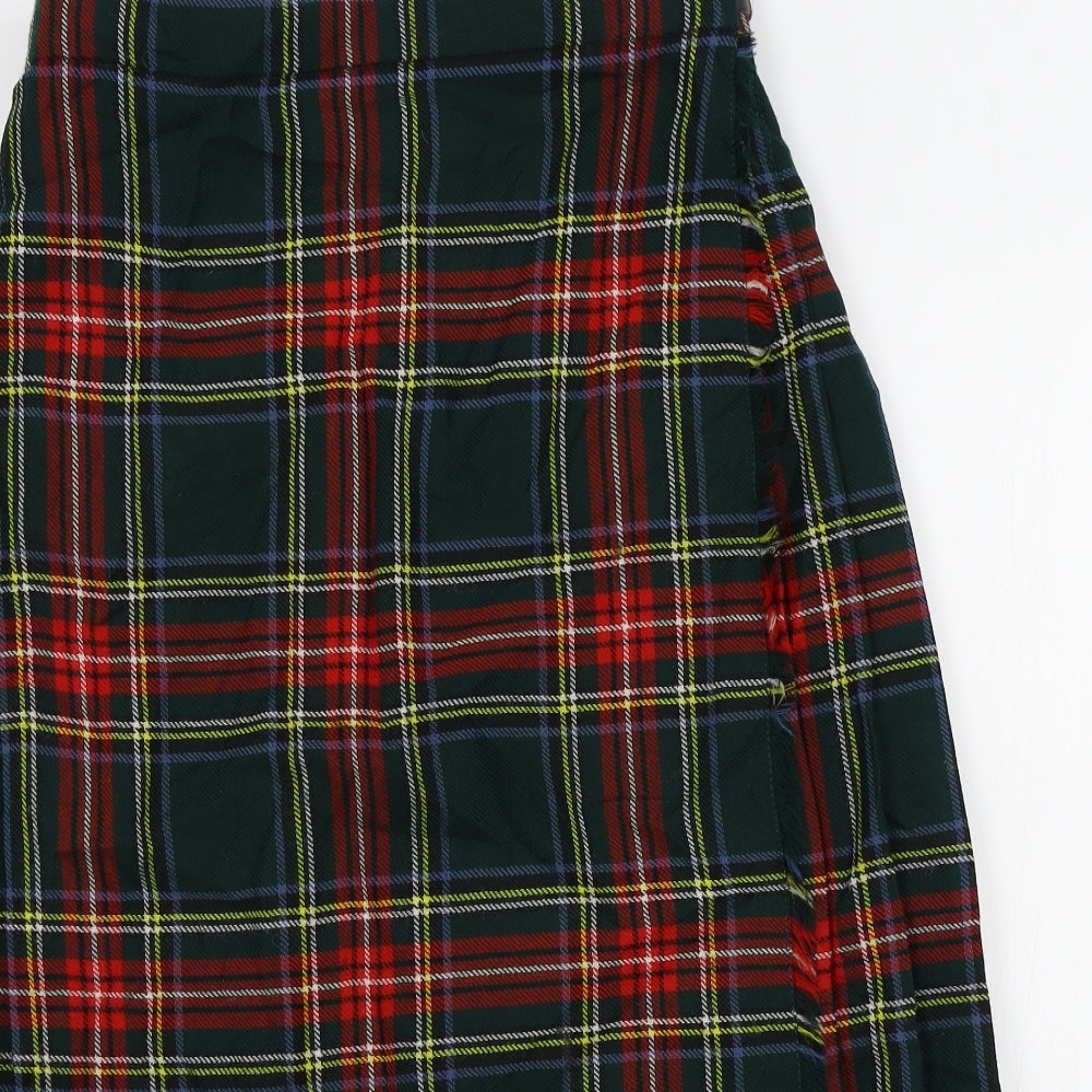 Highland home industries Womens Green Check  Pleated Skirt Size 14