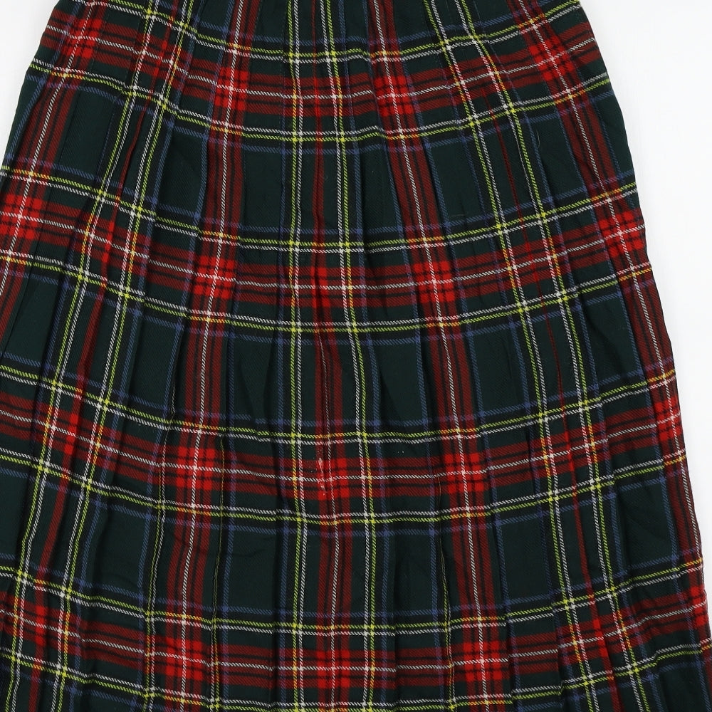 Highland home industries Womens Green Check  Pleated Skirt Size 14