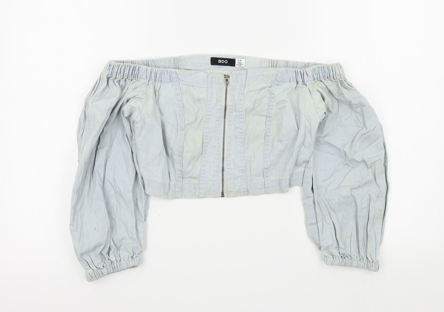 BDG Womens Blue Colourblock  Basic Button-Up Size S