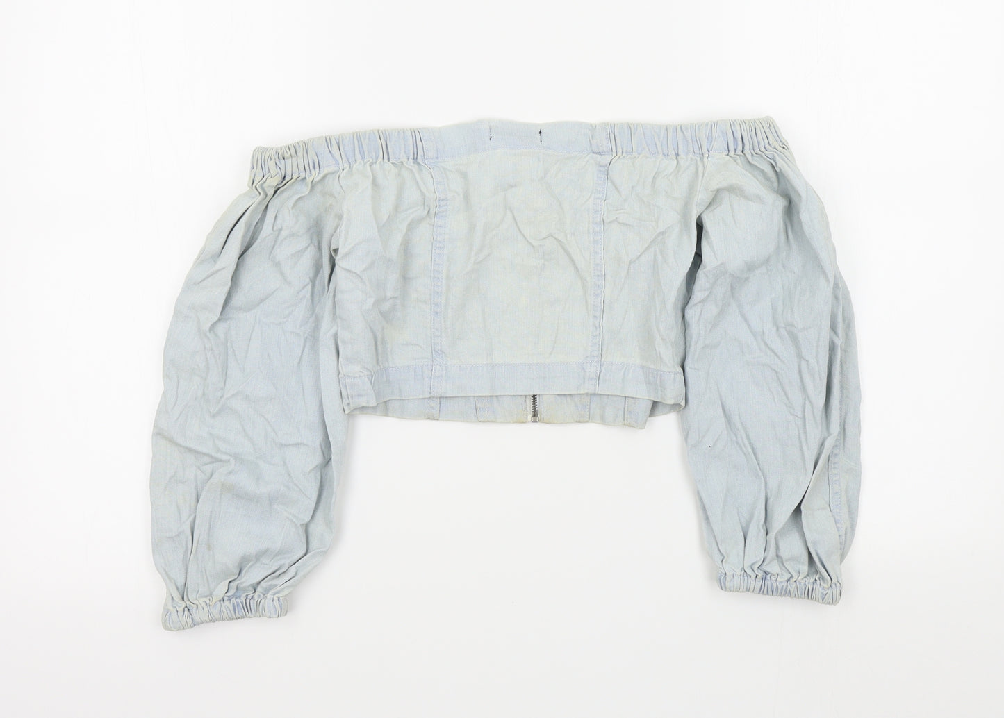BDG Womens Blue Colourblock  Basic Button-Up Size S