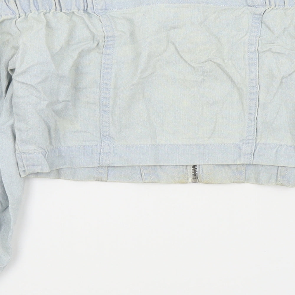BDG Womens Blue Colourblock  Basic Button-Up Size S