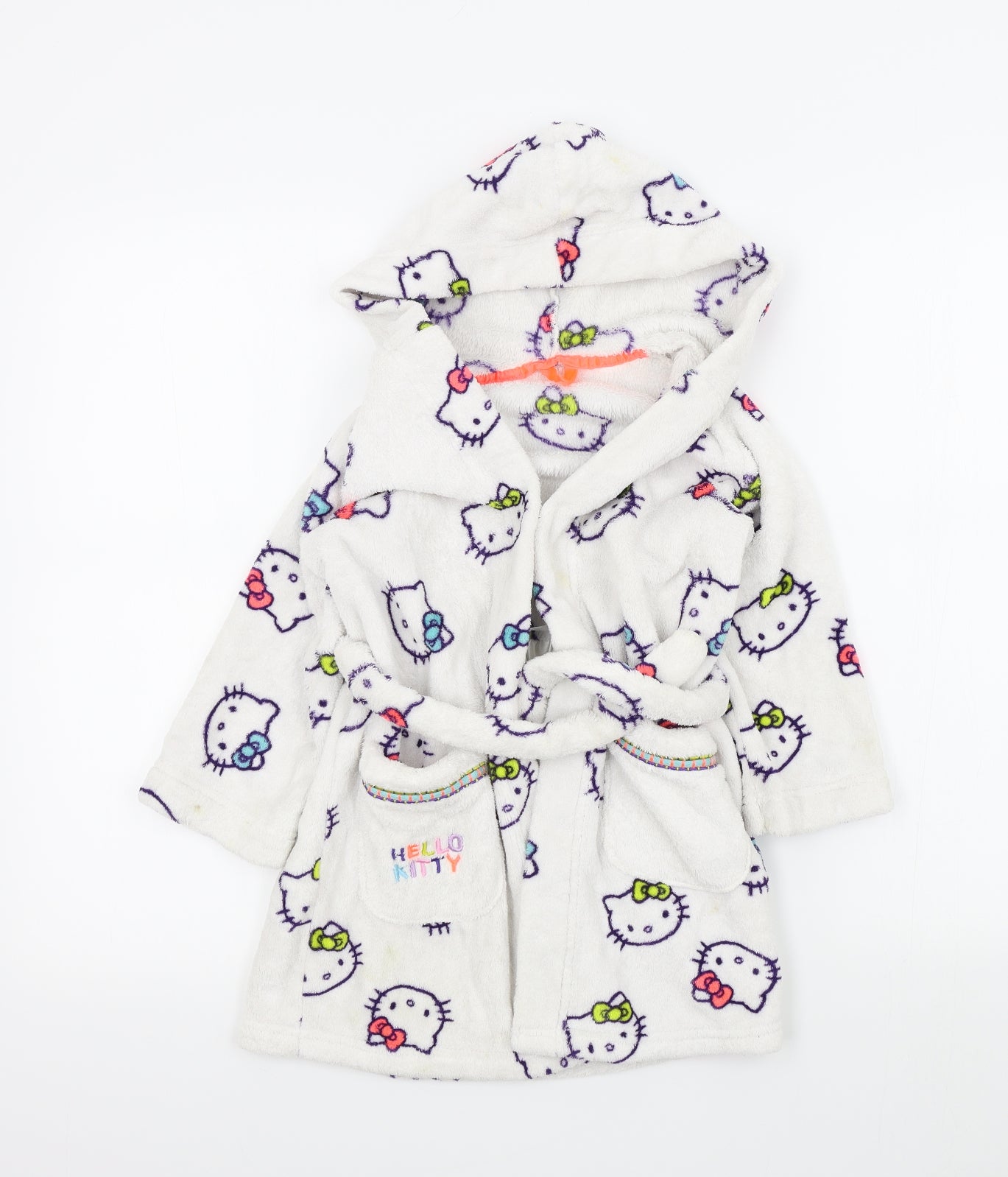 M&S Girls White Geometric  Top Robe Size 2-3 Years  - Hello kitty