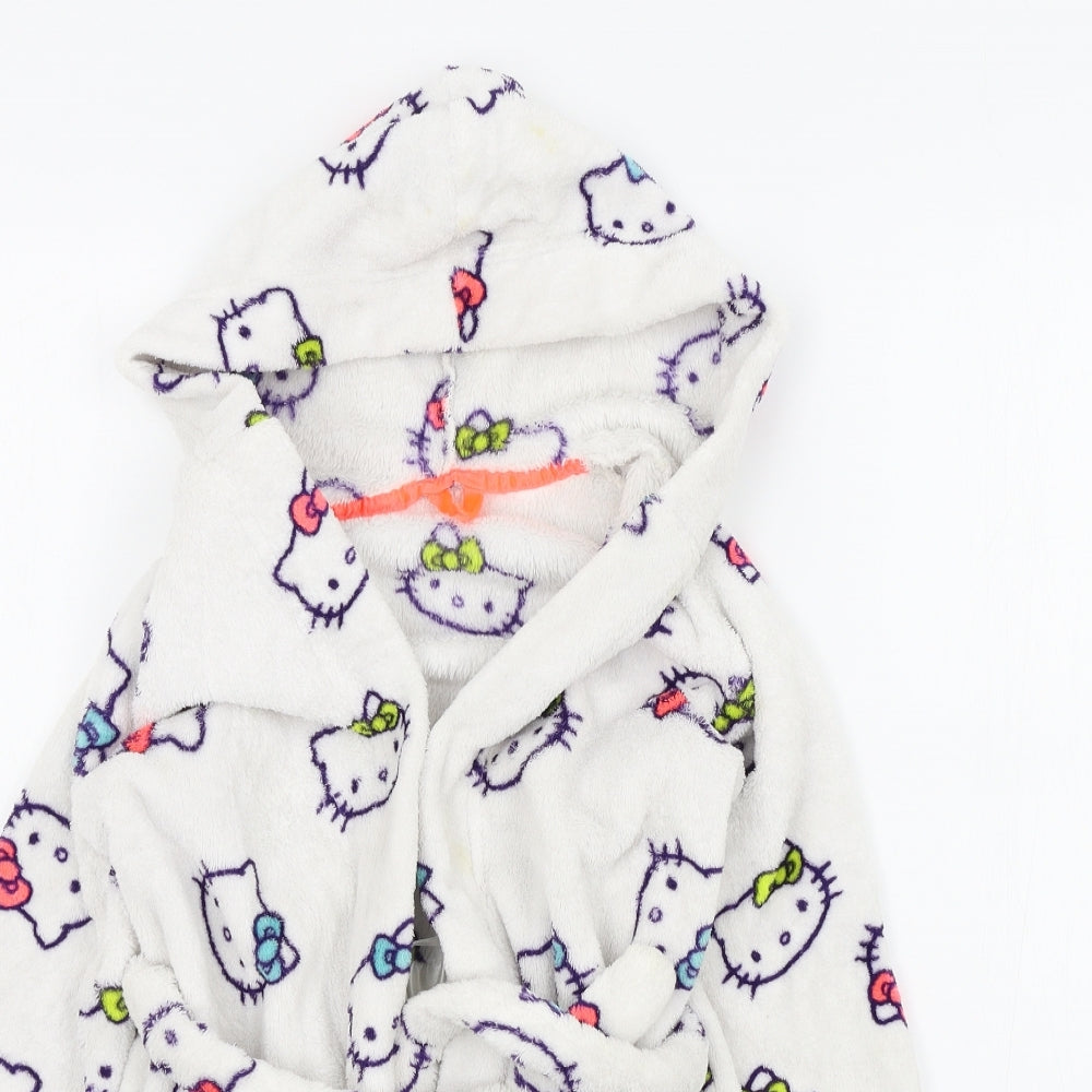 M&S Girls White Geometric  Top Robe Size 2-3 Years  - Hello kitty