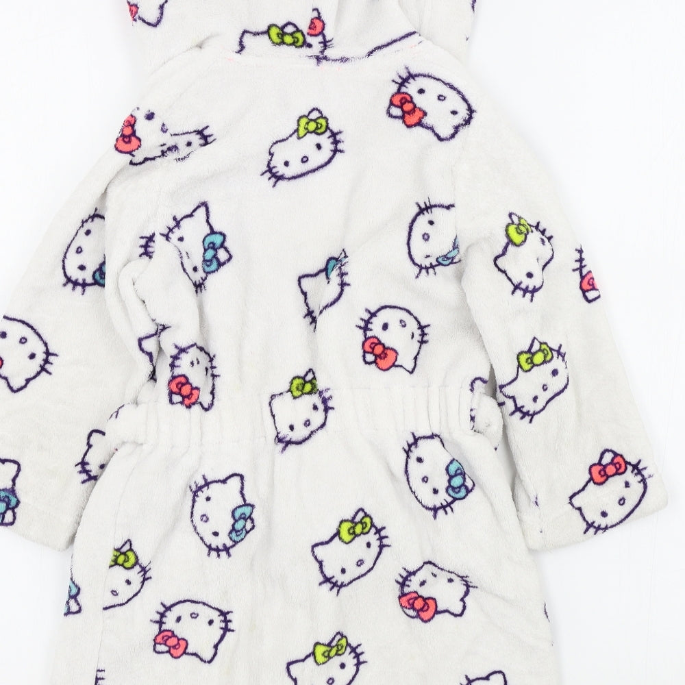 M&S Girls White Geometric  Top Robe Size 2-3 Years  - Hello kitty