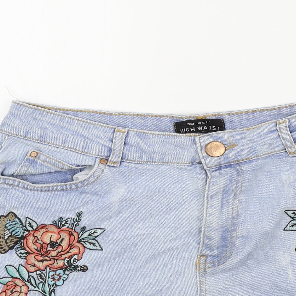 Select Womens Blue Floral  Bermuda Shorts Size 12 - DISTRESSED