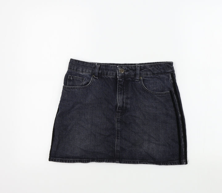 Zara Womens Blue A-Line Skirt Size 28 in - DISTRESSED