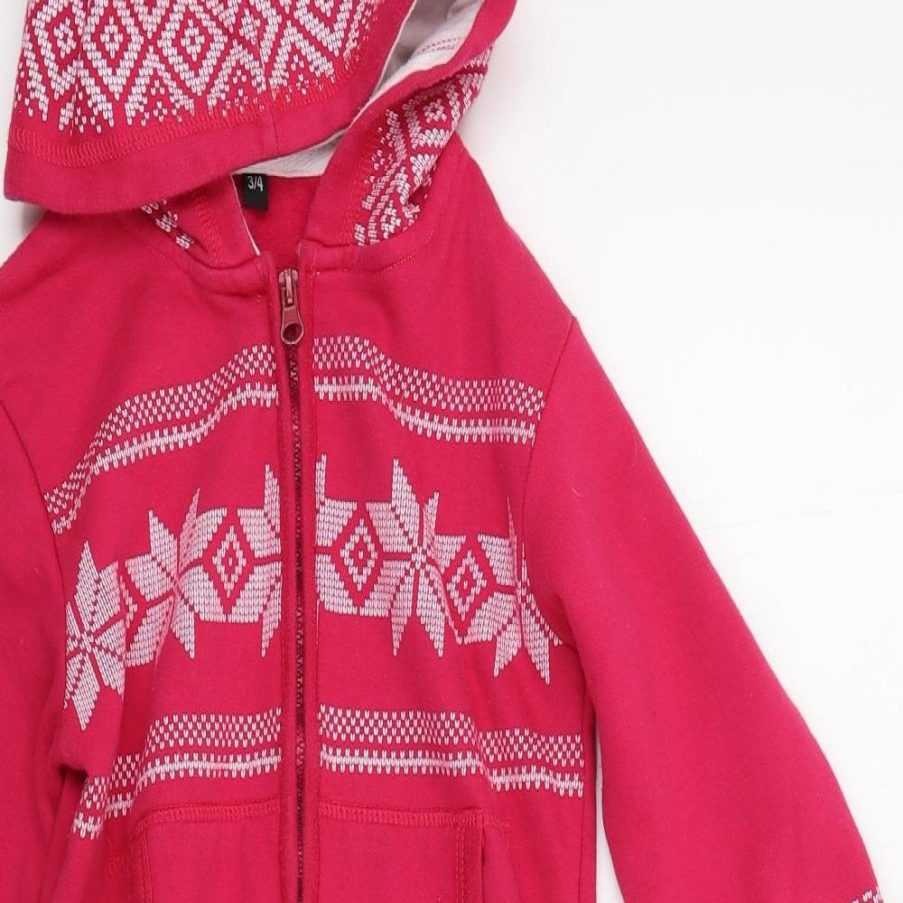 Preworn Girls Pink Geometric  Top Bodysuit Size 3-4 Years