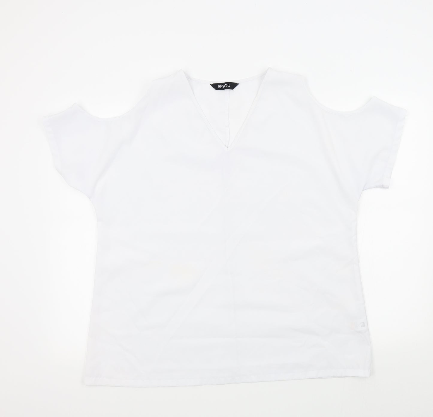 BYOU Womens White Colourblock  Basic Blouse Size L