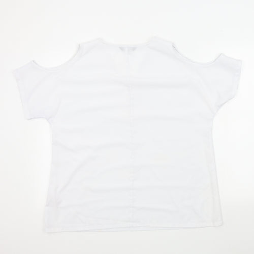 BYOU Womens White Colourblock  Basic Blouse Size L