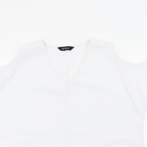 BYOU Womens White Colourblock  Basic Blouse Size L