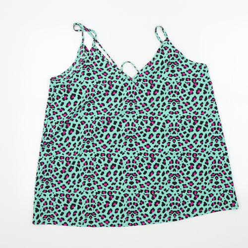 BYOU Womens Green Geometric  Basic T-Shirt Size 16