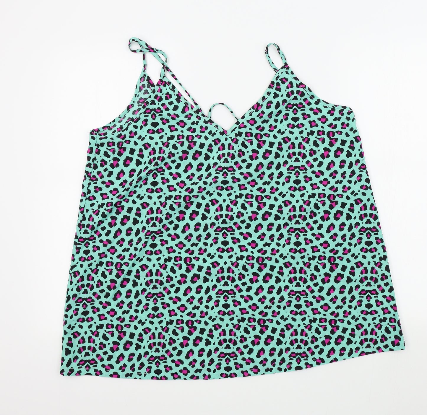 BYOU Womens Green Geometric  Basic T-Shirt Size 16