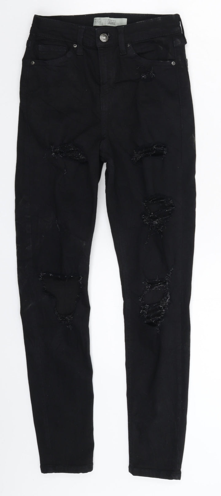 Topshop Womens Black Denim Skinny Jeans Size 25 in L26 in