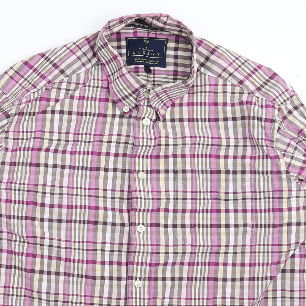 Marks and Spencer Mens Multicoloured Check   Dress Shirt Size L