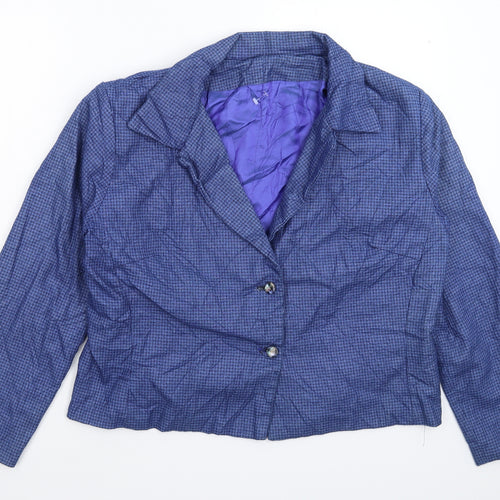 Preworn Womens Blue Houndstooth  Jacket Blazer Size 16