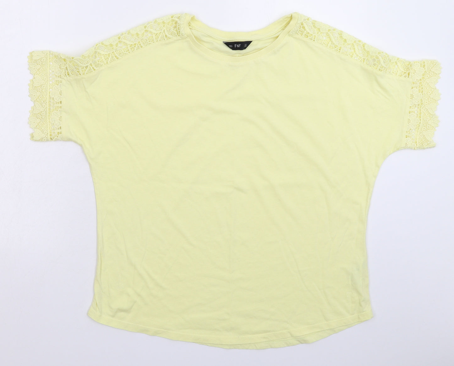 F&F Womens Yellow   Basic T-Shirt Size 14