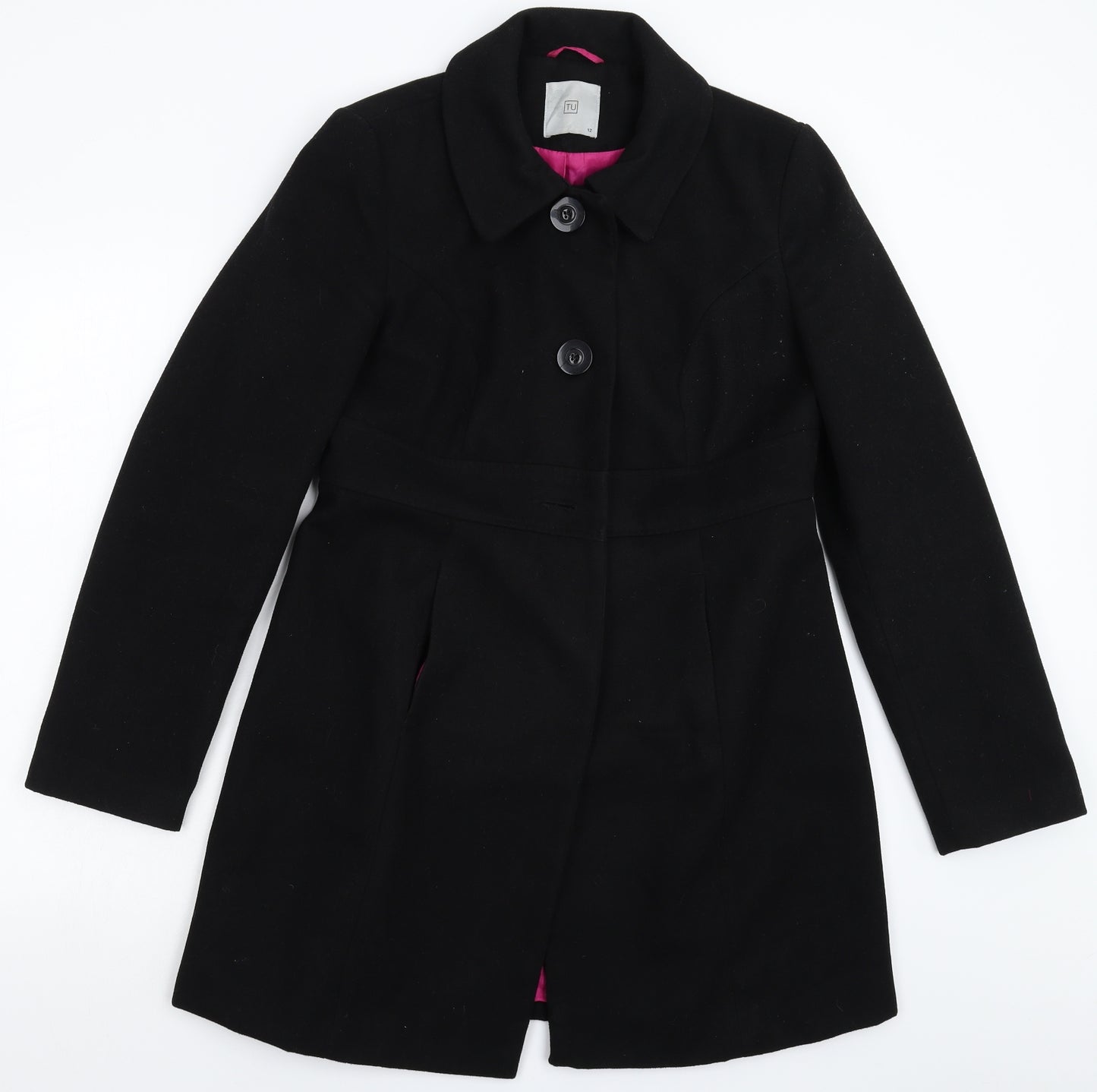 TU Womens Black   Pea Coat Coat Size 12