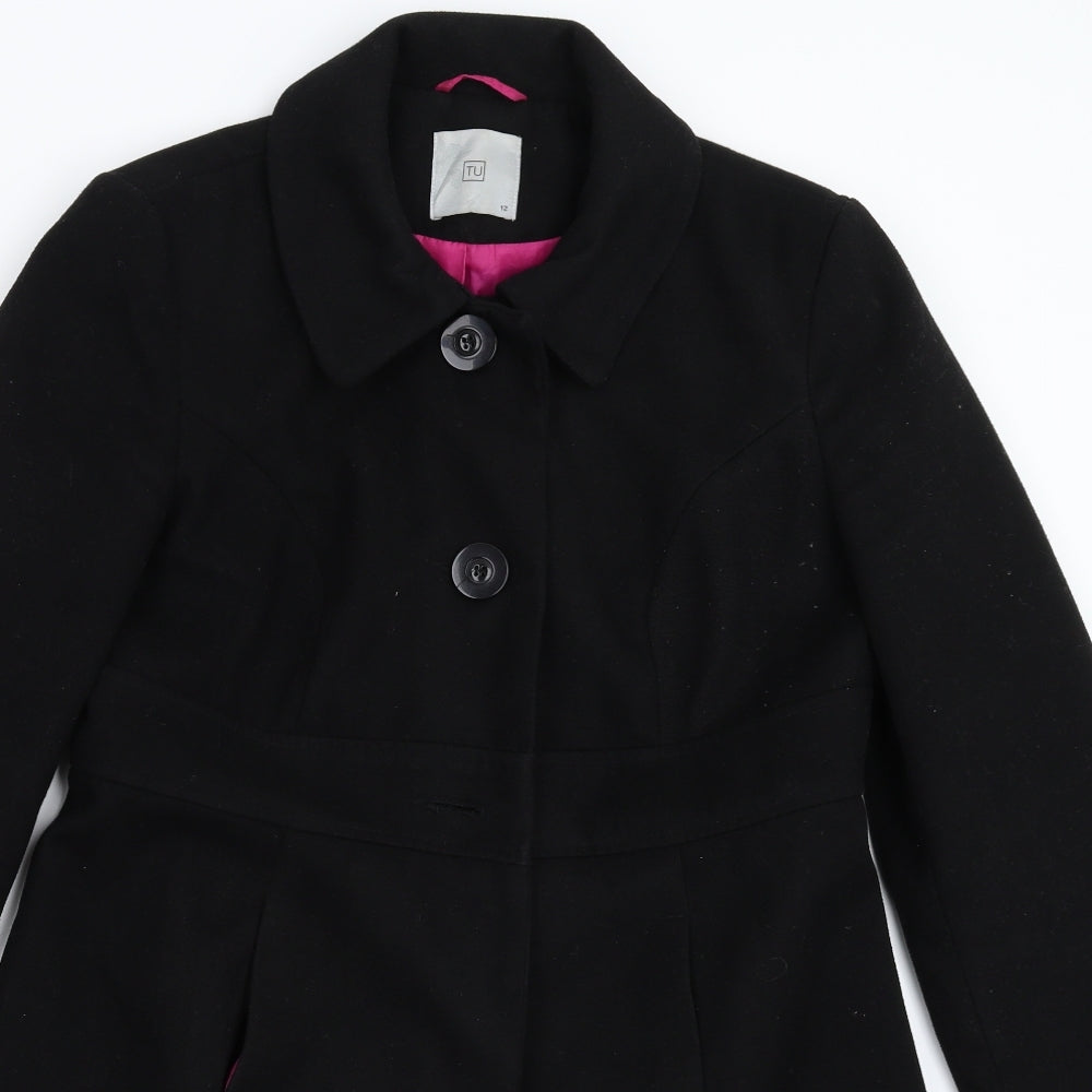TU Womens Black   Pea Coat Coat Size 12