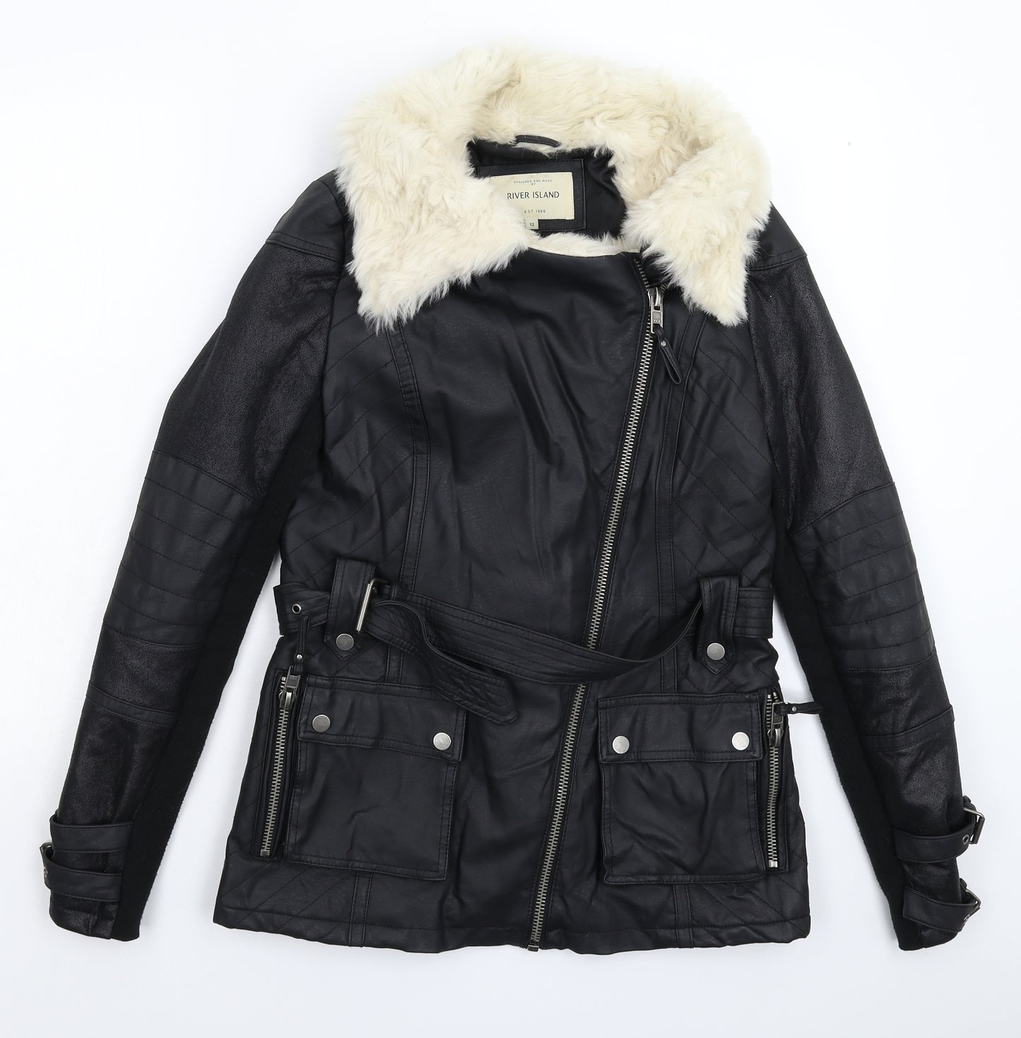 River Island Womens Black   Jacket  Size 12  - Faux Leather