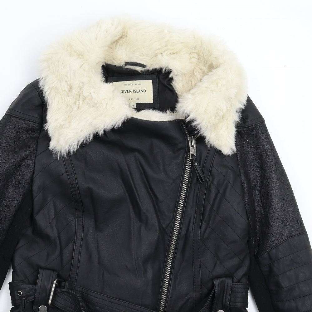 River Island Womens Black   Jacket  Size 12  - Faux Leather