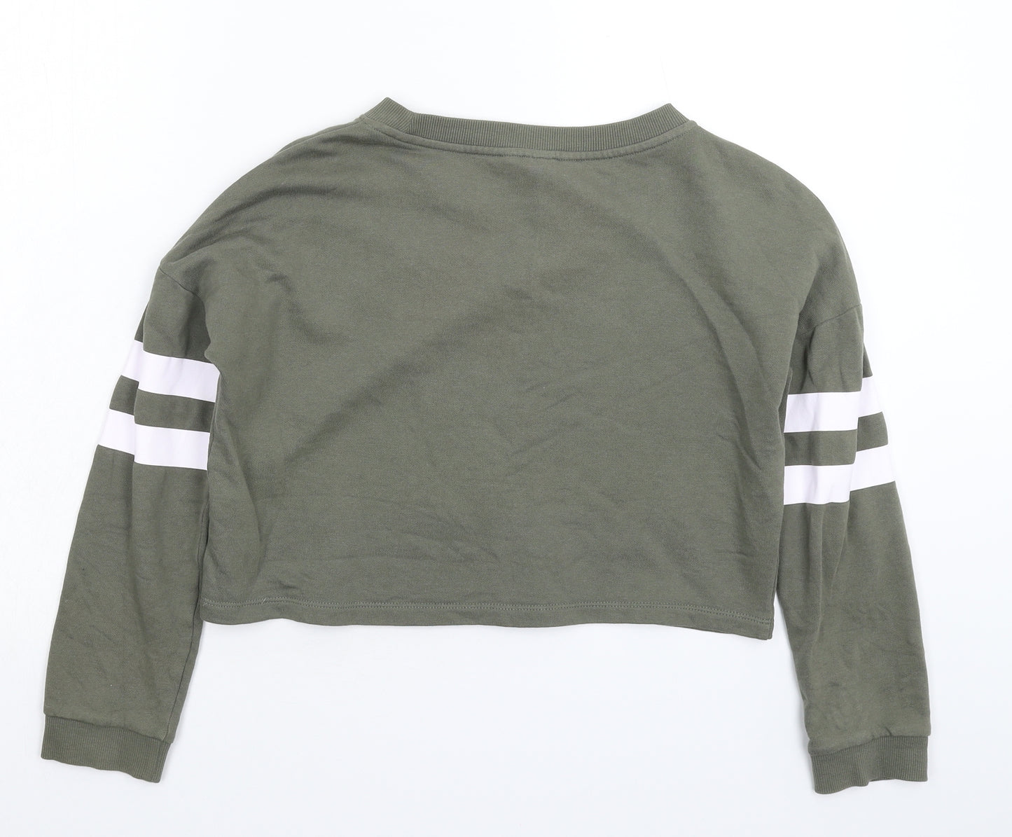 H&M Girls Green Striped  Pullover Sweatshirt Size 11-12 Years  - Oversized