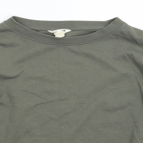 H&M Girls Green Striped  Pullover Sweatshirt Size 11-12 Years  - Oversized