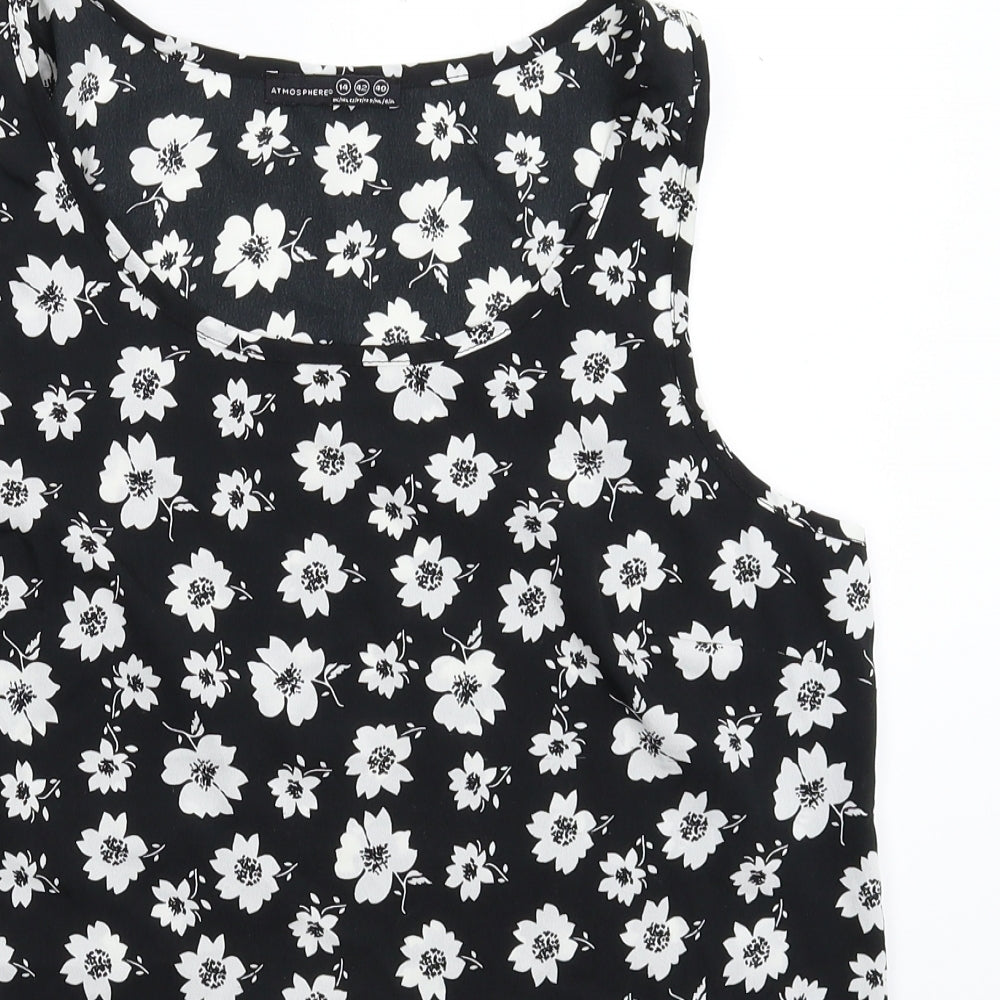 Atmosphere Womens Black Floral  Basic Tank Size 14