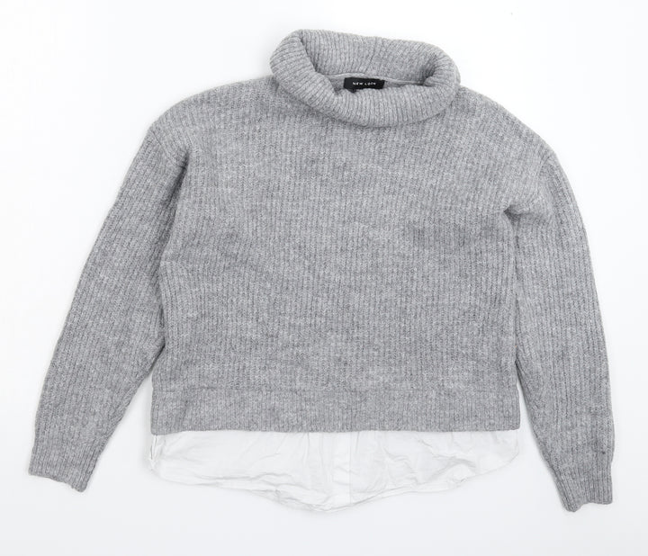 New Look Womens Grey Knit Pullover Jumper Size S