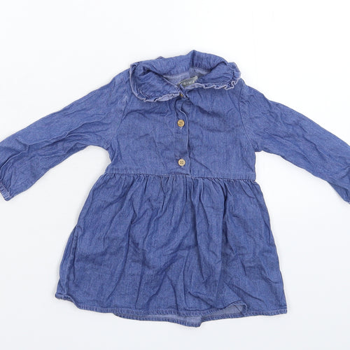Primark Girls Blue  Denim Shirt Dress  Size 9-12 Months