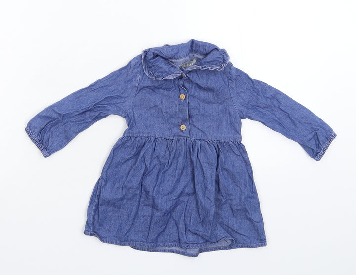 Primark Girls Blue Denim Shirt Dress Size 9-12 Months