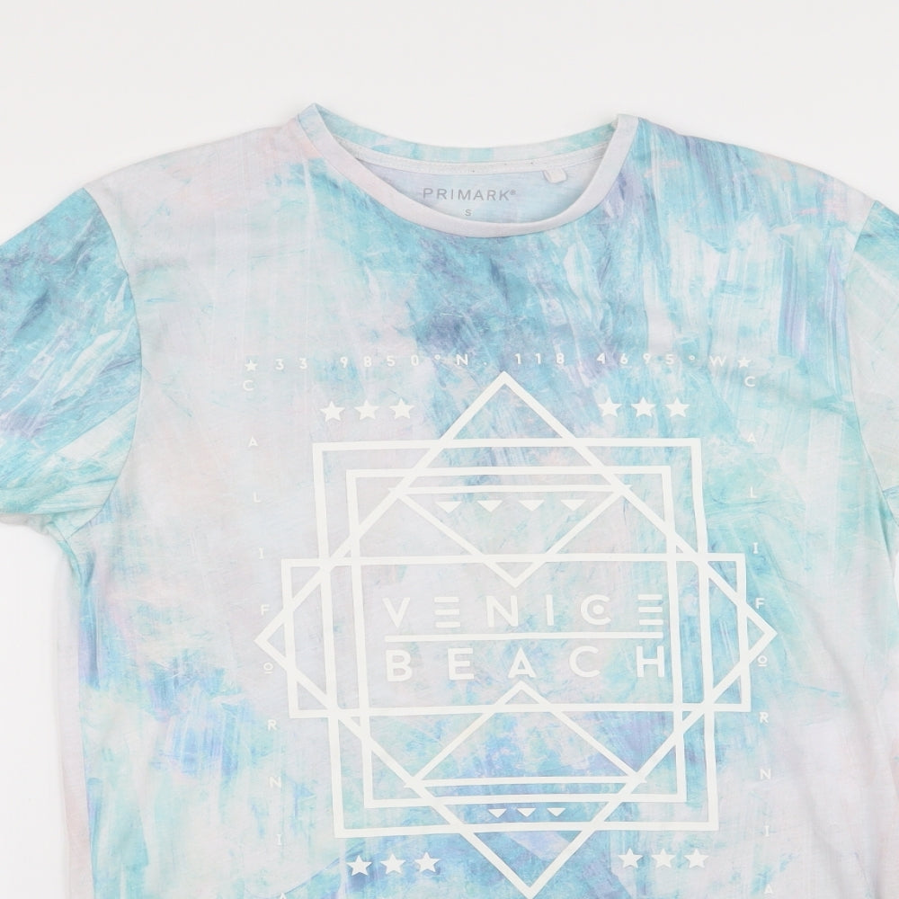 Primark Mens Multicoloured Geometric   T-Shirt Size S