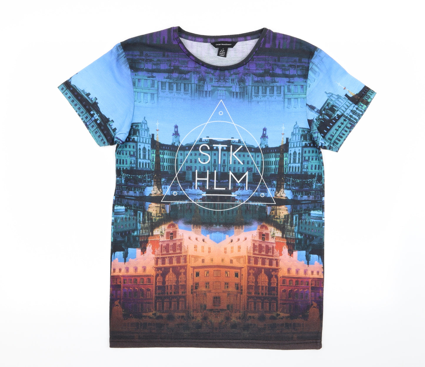 Cedar Wood State Mens Multicoloured Geometric   T-Shirt Size S