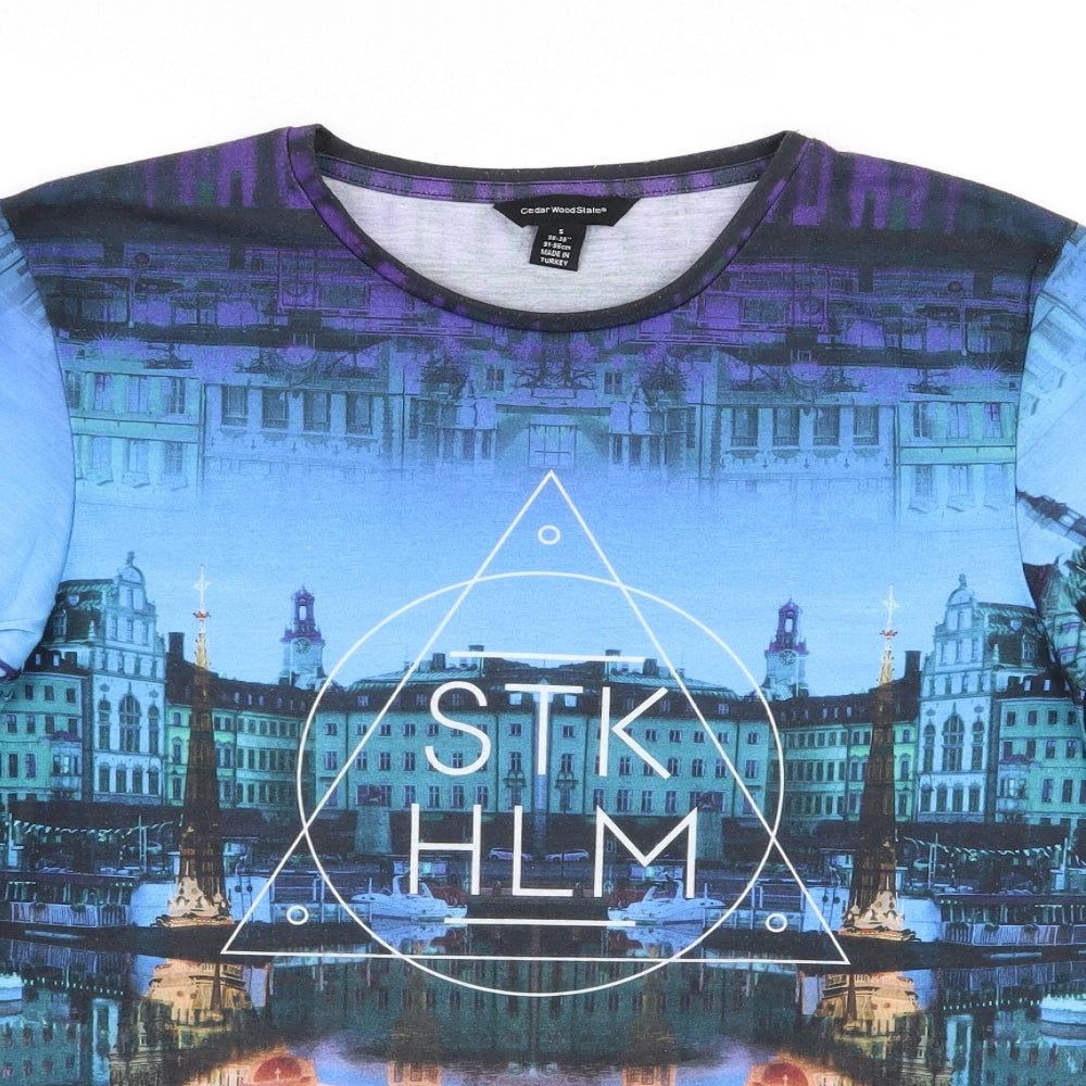 Cedar Wood State Mens Multicoloured Geometric   T-Shirt Size S