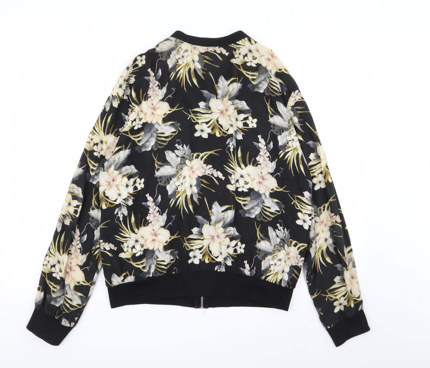Dorothy Perkins Womens Black Floral  Full Zip Jumper Size 16