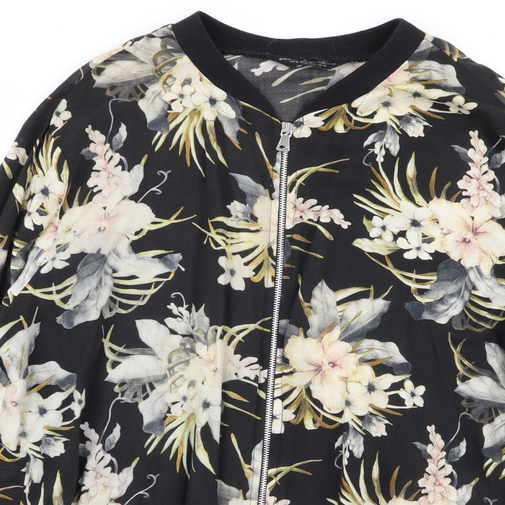 Dorothy Perkins Womens Black Floral  Full Zip Jumper Size 16