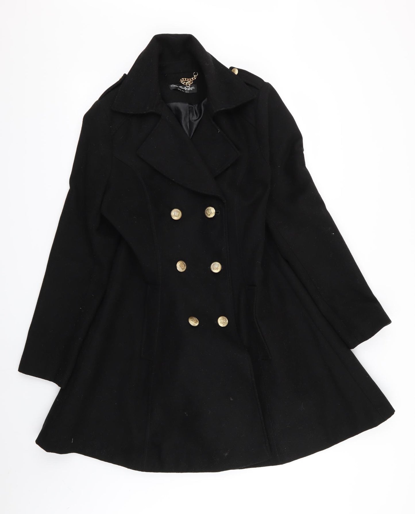 Miss Selfridge Womens Black   Overcoat Coat Size 12