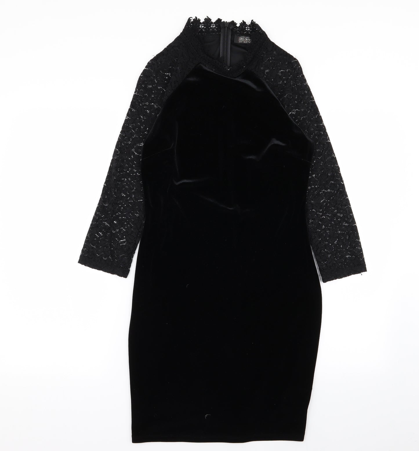 Girls On Film Womens Black Floral  A-Line  Size 10