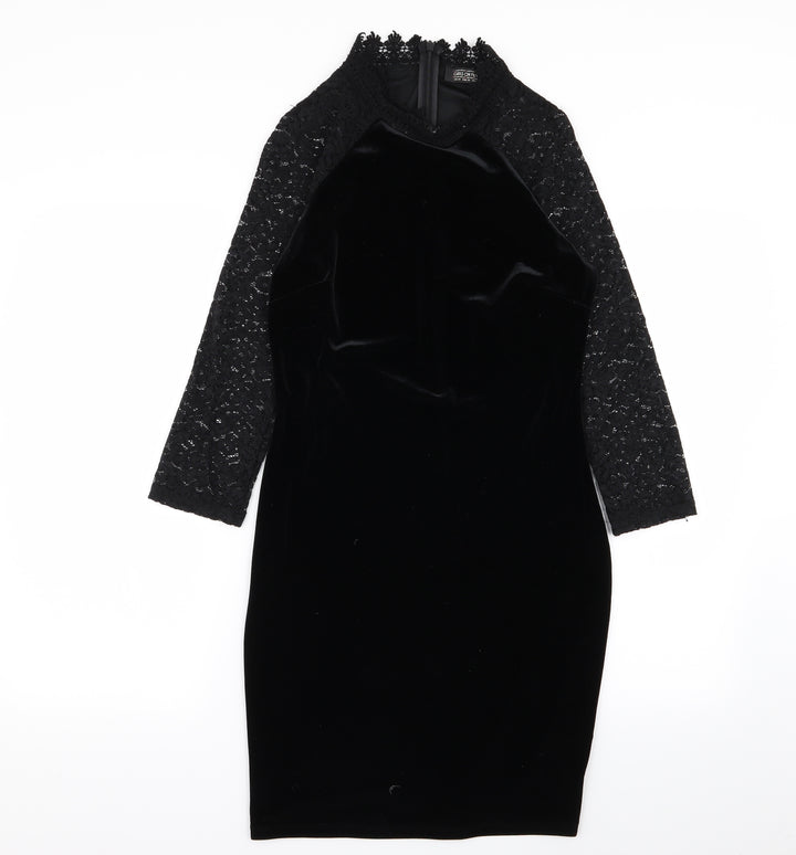 Girls On Film Womens Black Floral  A-Line  Size 10