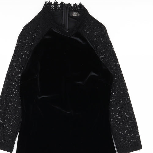 Girls On Film Womens Black Floral  A-Line  Size 10