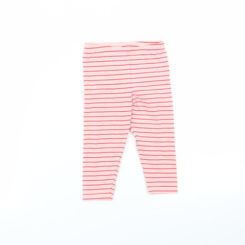 fred and flo Girls Pink Striped  Jogger Trousers Size 9 Months  - leggings