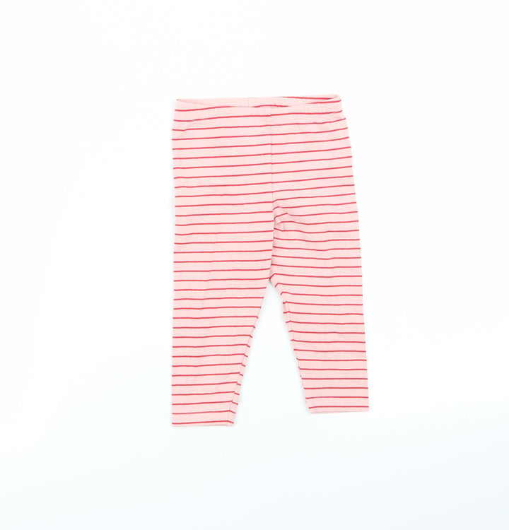 fred and flo Girls Pink Striped Jogger Trousers Size 9 Months - leggings
