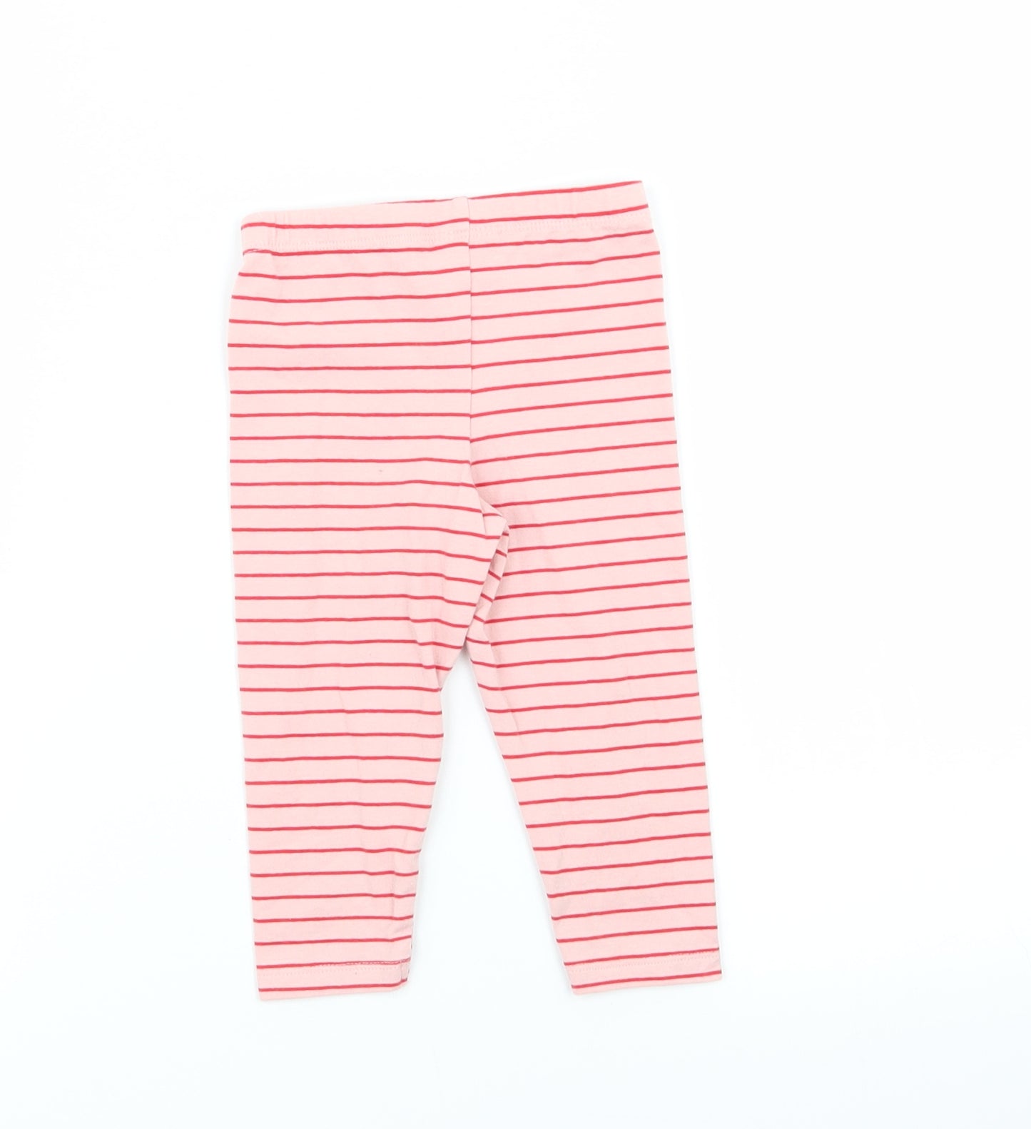 fred and flo Girls Pink Striped  Jogger Trousers Size 9 Months  - leggings